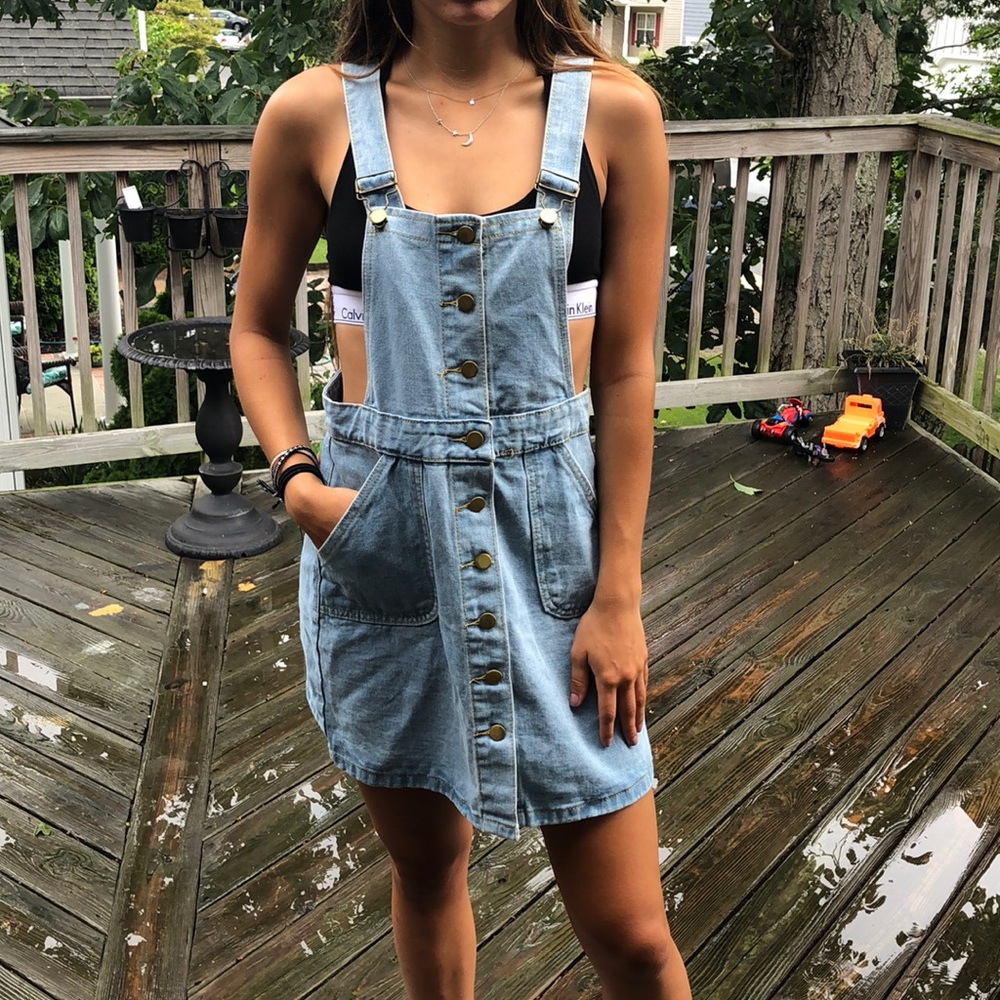 lightwash jean overalls